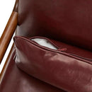 Glitzhome 30.75" H Mid Century Red Accent Armchair, Single Reading Armchair PU Leather Lounge Chair with Walnut Ruberwood Frame by CozyNest Decor