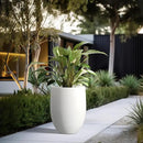 Kante 21.7" H Snow White Concrete Tall Planter, Large Outdoor Indoor Decorative Pot with Drainage Hole and Rubber Plug, Modern Round Style for Home and Garden by GreenHaven Gardens