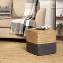REDEARTH · Cube Pouf Foot Stool Ottoman - Jute Braided Pouffe Poof Accent Sitting Footrest for The Living Room, Bedroom, Nursery, Patio, Lounge & Other Rooms (14.5”x14.5”x16”; Natural Gray) by CozyNest Decor