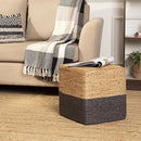 REDEARTH · Cube Pouf Foot Stool Ottoman - Jute Braided Pouffe Poof Accent Sitting Footrest for The Living Room, Bedroom, Nursery, Patio, Lounge & Other Rooms, Set of 2(14.5”x14.5”x16”; Natural Gray) by CozyNest Decor