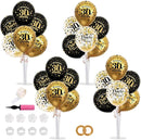 TONIFUL 4 Set Black Gold Balloon Stand Kit for Birthday Decorations for 30th,Balloon Centerpieces for Table Party Decorations Cheers to 30 Years Old Birthday for Men and Women by TinyTreasures Baby Boutique