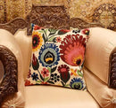 Polish Floral Decorative Pillow Cover Hand Embroidered Cream Flower Pillowcase White Botanical Traditional Outdoor Cushion Suzani Chair Pillowsham Couch Wool 18x18 Inch by CozyNest Decor