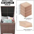 Super Patio Wicker Outdoor Patio Storage Box Waterproof, Rattan Storage Bin Deck Box for Cushions, Garden Tools, 88 Gallon, Brown by CozyNest Decor