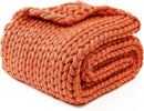 YnM Chunky Throw Blanket, Medium-Weight, Hand Knitted, Skin Friendly, Ventilated and Breathable, Machine Washable, Home Décor Piece for Couch, Sofa and Bed (Exotic Orange, 40x50 Inch) by CozyNest Decor