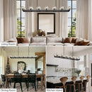 72 Inch Black Rectangle Wagon Wheel Chandeliers, Chandelier for Dining Room Over Table, Modern Crystal Long Chandelier for High Ceiling, Farmhouse Large Linear Chandeliers for Kitchen Island by CozyNest Decor
