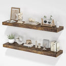 Floating Shelves for Wall, 40"W x 8"D x 1.5"H, Wooden Wall Mounted Display Shelves with Invisible Brackets for Living Room, Bedroom, Bathroom, Kitchen Decor and Storage, Set of 2, Rustic Brown by CozyNest Decor