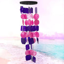 Bellaa 24841 Wind Chimes Outdoor, Garden Decorations, Musical, Indoor/Outside Windchimes, Beach, Ocean Breeze, Gifts for Mom, Gift for All Occasions, Capiz Sea Glass Shells Wood Pink Purple by CozyNest Decor