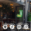 Eat Here Neon Sign Kitchen Neon Signs for Wall Decor with Arrow Guidance Green Orange White Eat Dimmable LED Sign Diner Neon Signs for Wall Bar Restaurant Kitchen Man Cave Decor by CozyNest Decor