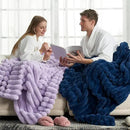 Cozy Bliss Faux Fur Throw Blanket for Couch, Cozy Warm Plush Striped Blanket for Sofa Bedroom Living Room,60 * 80 Inches Navy Blue by CozyNest Decor