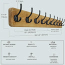 Dseap Coat Rack Wall: 38-1/4" Long, Patented, Heavy-Duty, 10-Double-Hooks Wooden Wall Mounted Coat Rack Coat Hanger Hook Rail for Winter Coats Hat Jacket Clothing, Weathered Brown by CozyNest Decor