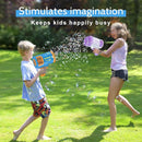 Bubble Gun Bazooka Machine with Solution - 69 Holes Blaster for Outdoor Summer Toy, Party Favors - Blue Bubble Maker Blowers for Kids by TinyTreasures Baby Boutique