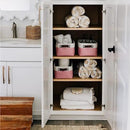 OrganiHaus Small Fabric Storage Baskets for Shelves 6 Pack, 12x8in Closet Storage Bins for Shelves, Cloth Baskets for Organizing, Linen Closet Organizers, Fabric Basket, Pink/White by CozyNest Decor
