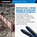 Sandbaggy Round Steel Concrete Form Stakes with Nail Holes - Rust Resistant Coating - Removable, Reusable (20, 3/4 in X 36 in) by CozyNest Decor