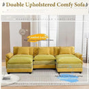 URRED Modular Sectional Sofa Comfy Cloud Couch, Modern Chenille Sofa Sleeper Deep Seat Couches with Ottoman/Pillows for Living Room (Yellow, 117'' - U Shape) by CozyNest Decor