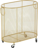 Deco 79 Metal Storage Cart Oval Mesh Wire Rolling Laundry with Ring Handles, 21" x 12" x 21", Gold by GreenHaven Gardens