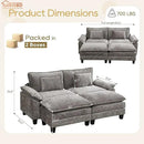 URRED Modular Sectional Sofa Comfy Cloud Couch, Modern Chenille Sofa Sleeper Deep Seat Couches with Ottoman/Pillows for Living Room (Gray, 82.6''- 2 Ottomans) by CozyNest Decor