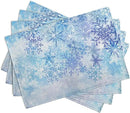 Blue Snowflake Winter Placemats Set of 4 Xmas Snow Place Mat Merry Christmas Linen Fabric Table Mats Washable Heat Resistant Placemat for Farmhouse Kitchen Dining Party Decoration by CozyNest Decor