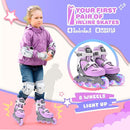 2PM SPORTS Inline Skates with Light Up Wheels, Roller Skates Blades for Boys Girls Kids Ages 5-8 8-12 4-6 6-12, Size Adjustable Beginner Blades Roller Skates by TinyTreasures Baby Boutique