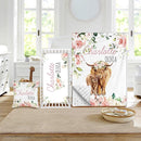 Custom Crib Bedding Set - Highland Cow Design Personalized Name Baby Nursery Bed 3 Pcs Set - Chic Soft Blanket with Dotted Backing, Sheet, Pillowcase for Newborn Girls Boys Gifts Color02 by TinyTreasures Baby Boutique