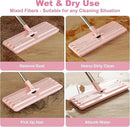 JOYMOOP Flat Mop Pads, Microfiber Mop Cleaning Pads, Washable Pads, Pads Replacement for Flat Mop or Mop Bucket Set, Pack of 4 Refills 13inch - Pink by CozyNest Decor