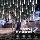 Solar Meteor Shower Lights,Solar Christmas Lights Outdoor Waterproof,16 Tubes 384 LEDs (Equivalent to 2 Sets of 8-Tube) Icicle String Light,LED Rain Drop Light for Tree Garden Decoration (Cool White) by GreenHaven Gardens