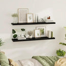 Fun Memories 55 Inch Floating Shelves for Wall 2 Pack Shelves for Bedroom|Kitchen|Bathroom 55 x 9.3 Inch Wood Floating Shelf with Invisible Brackets for Books|Storage|Decor, Black by CozyNest Decor