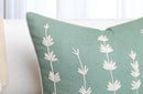 VAGMINE Hand Embroidered Daisy Accent Throw Pillow Cover - 18x18 Inches Square - 100% Cotton Light Teal Decorative Cushion Cover for Couch, Sofa, Bed - Textured Embroidery - Elegant Floral Home Décor by CozyNest Decor