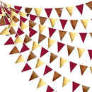 Fall Party Decorations Maroon Gold Brown Metallic Fabric Triangle Pennant Banner Burgundy Flag Bunting Garland for Autumn Thanksgiving Wedding Birthday Bridal Shower Engagement Graduation Garnet Party by GreenHaven Gardens