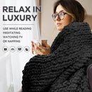 Chunky Knit Blanket - Luxury Soft Cozy 40 * 50 Throw Blanket,100% Woven Blanket Rope Knot Throw Blanket for Couch, Sofa, Home Decor, Gift - Machine Washable（Black） by CozyNest Decor