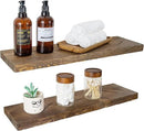BGMG Floating Shelves 24 inch Long, Distressed,Wide Rustic Wooden Wall Shelves for Bathroom Living Room Bedroom Kitchen Farmhouse Set of 2-24x6.7x1.25 inch-Distressed Walnut by CozyNest Decor