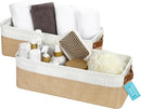 OrganiHaus Narrow Storage Bins 15x06in, Small Closet Bins for Shelves, Bathroom Storage Baskets for Shelves, Narrow Baskets, Fabric Organizer with Handles, Toilet Paper Organizer - 2 Pack, Beige by TinyTreasures Baby Boutique