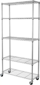 Seville Classics UltraDurable Heavy Duty NSF Solid Steel Wire Rack Storage Unit, Organizer for Garage, Warehouse, Office, Restaurant, Classroom, Kitchen, Silver, 5-Tier Shelving, 36" W x 14" D by CozyNest Decor