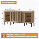 Farmhouse TV Stand for TVs up to 70 Inch, Entertainment Center TV Console with Storage Cabinets and Glass Doors,Media Console for Living Room,Oak by CozyNest Decor