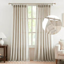 FMFUNCTEX Pinch Pleated Curtains 84 Inches Long for Living Room, Beige Semi Sheer Faux Linen Textured Pleat Drapes for Bedroom with Hooks, Light Filtering Neutral Farmhouse Window Drapes 2 Panels by CozyNest Decor