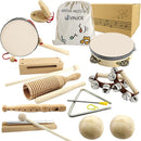 VINJOE Wooden Music Set–Kids Musical Instruments Toys, Natural Wood Percussion Instruments Toy for Kids Preschool Education Baby Musical Toys Instrument Set for Toddlers Best Gifts for Christmas by TinyTreasures Baby Boutique