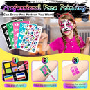 Face Painting Kit for Kids, 24 Colors Washable Face Paint, Safe for Sensitive Skin, Non-Toxic Professional Face Painting Kit, Halloween Birthdays Makeup Set with Stencils, Guide Book by TinyTreasures Baby Boutique