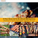 Hakka Stainless Steel Barbecue Skewers, 23" Heavy Duty Metal Skewers Large Wide Grilling Reusable Kabob Sticks with NonSlip Ring Handle,Set of 10 by GreenHaven Gardens