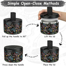 12oz Insulated Vacuum Food Jar with Buckle Lid Wide Mouth Soup Thermo for Hot Food Kids Leakproof Stainless Steel Lunch Container (Black-Game) by TinyTreasures Baby Boutique