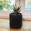 6 Inch Plant Pots, Ceramic Planter Pot with Drainage Hole & Saucer, Indoor/Outdoor Cylinder Round Planter Pot, Matte Black by CozyNest Decor