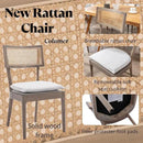 Rattan Dining Chairs Set Of 4 , Mid Century Modern Upholstered Cane Back Chairs with Removable Linen Cushion , Retro Farmhouse Natural Wooden Kitchen & Dining Room Chairs for Restaurant Living Room by CozyNest Decor