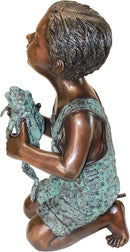 Design Toscano Friend Boy with Frog Garden Statue, Cast Bronze by GreenHaven Gardens