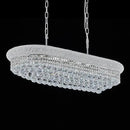 Rectangular Crystal Chandeliers for Dining Room,10 Lights Adjustable Height Oval Crystal Ceiling Light Fixture for Kitchen Island, Chrome Finish, L36'' by CozyNest Decor