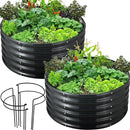 FORTUNO High Round Galvanized Raised Garden Bed Kit Box Dia 3 x H 1.5Ft (2 Pack) Metal Outdoor Flower Bed Steel Patio Ground Planter for Planting Vegetables and Herb, Dark Grey by GreenHaven Gardens