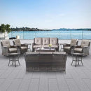 Wicker Patio Furniture Sets - 13 Piece Outdoor Rattan Furniture Conversation Sets with 4 Swivel Rocker Chairs, 2 Rattan Sofas, Wicker Ottomans and Coffee Table, Brown/Grey by GreenHaven Gardens