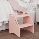 AMBIRD Wooden Kids Step Stool, 15.75'' H Potty Training Toddler 300 lbs Capacity with Safety Non-Slip Pads and Handles, Kitchen Step Stools for Kids, Bamboo Step Stool for Bathroom, High Beds (Pink) by TinyTreasures Baby Boutique
