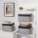 TheWarmHome Storage Basket for Organizing - 16x12x12 inch Cube Storage bin 3 Pack Fabric Storage Cubes, Collapsible Storage Box for Organizer Cloth Gift Toy Closet (Black & Grey) by TinyTreasures Baby Boutique