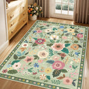Floral 3x5 Area Rug Machine Washable Soft Print Boho Carpet Non Slip Doormat Low Pile Flower Area Rugs for Living Room Bedroom Nursery Kitchen Dining Room Indoor-Light Green by TinyTreasures Baby Boutique
