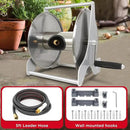 Stainless Steel Garden Hose Reel, Wall Mount or Floor Mounted with 3/4 Inch Brass Fittings Lead hose, 135 Ft Capacity with Crank Handle & portable hose reels for outside by GreenHaven Gardens