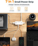 TESSAN 5 FT White Extension Cord, 900J Surge Protector Small Power Strip with 3 USB Ports (1 USB C), Flat Plug Power Strip, Mini Charging Station Suitable for Home Office Dorm by TinyTreasures Baby Boutique