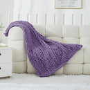 WESHIONGOO Chunky Knit Blanket Throw 40"×40" Knitted Throw Blankets for Couch Bed Fluffy Soft Blanket with Jumbo Chenille Yarn Thick 100% Handmade(Purple) by CozyNest Decor